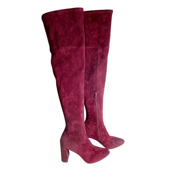 New Jeffrey Campbell PARISAH-2 Wine Burgundy Suede Over-the-Knee Boots - Picture 2 of 7